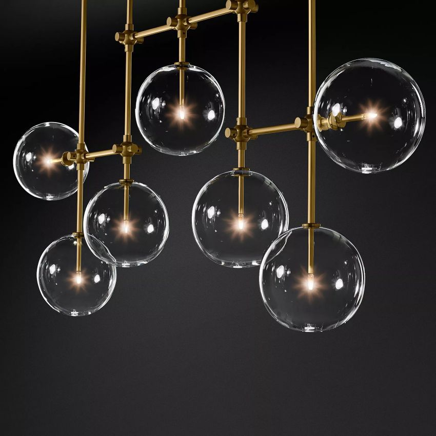 Globe Glass Modern Linear Chandelier  59"W