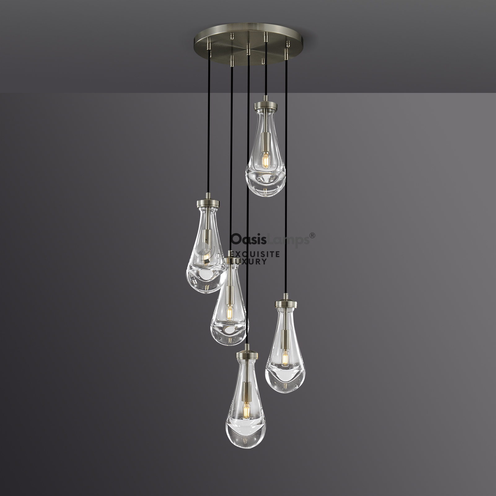 Raindrop Round Chandelier 5 LIGHTS D 14"