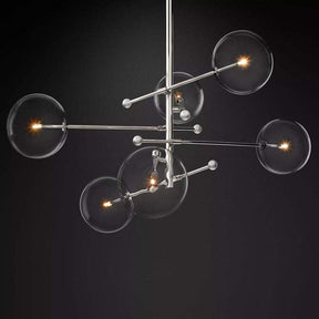 Globe Glass Modern Six-Arm Chandelier 55"W