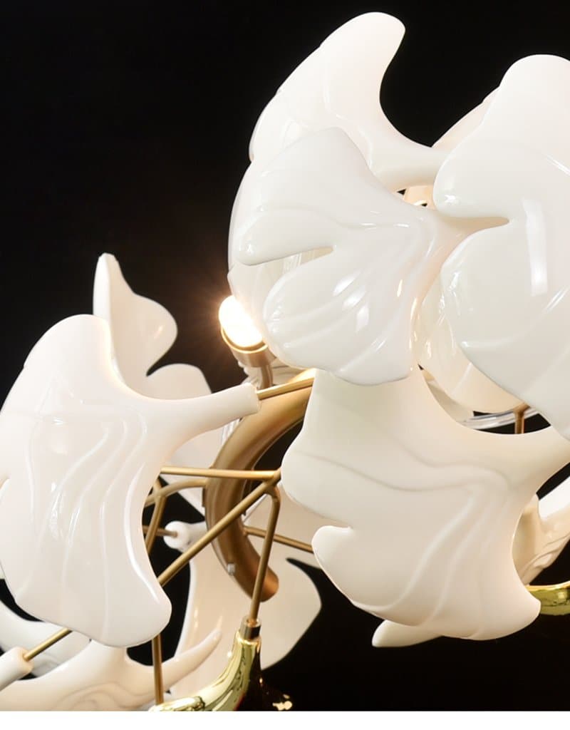 Twilight Branches Ceramic Petal Chandelier Gold Length 31" 39" 59" 78"