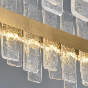 Flake Long Crystal Rectangle Golden Lamp Body Modern Chandelier 32"/40"