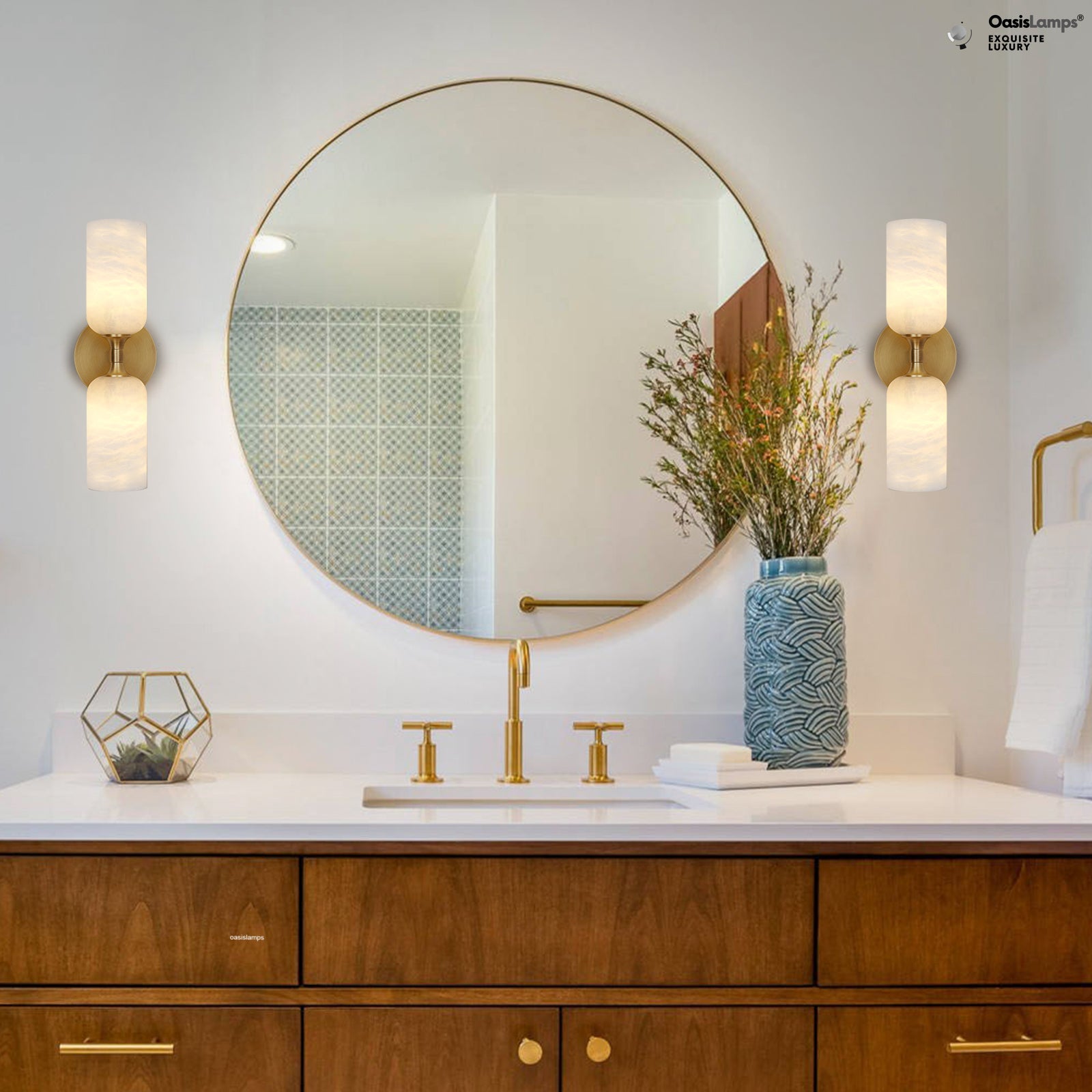 Axis Alabaster Wall Sconce 13.9"#color_brass