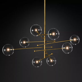 Globe Glass Modern Eight-Arm Chandelier 79"W