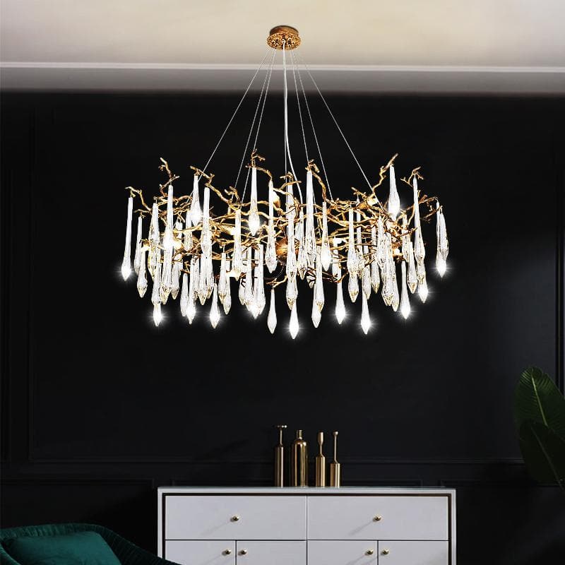 Raindrop Branch Brass Chandelier