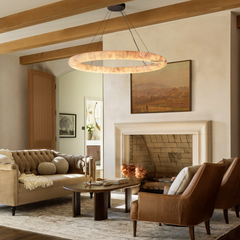 Alabaster Lisse Round Chandelier 31" 41" 61"D