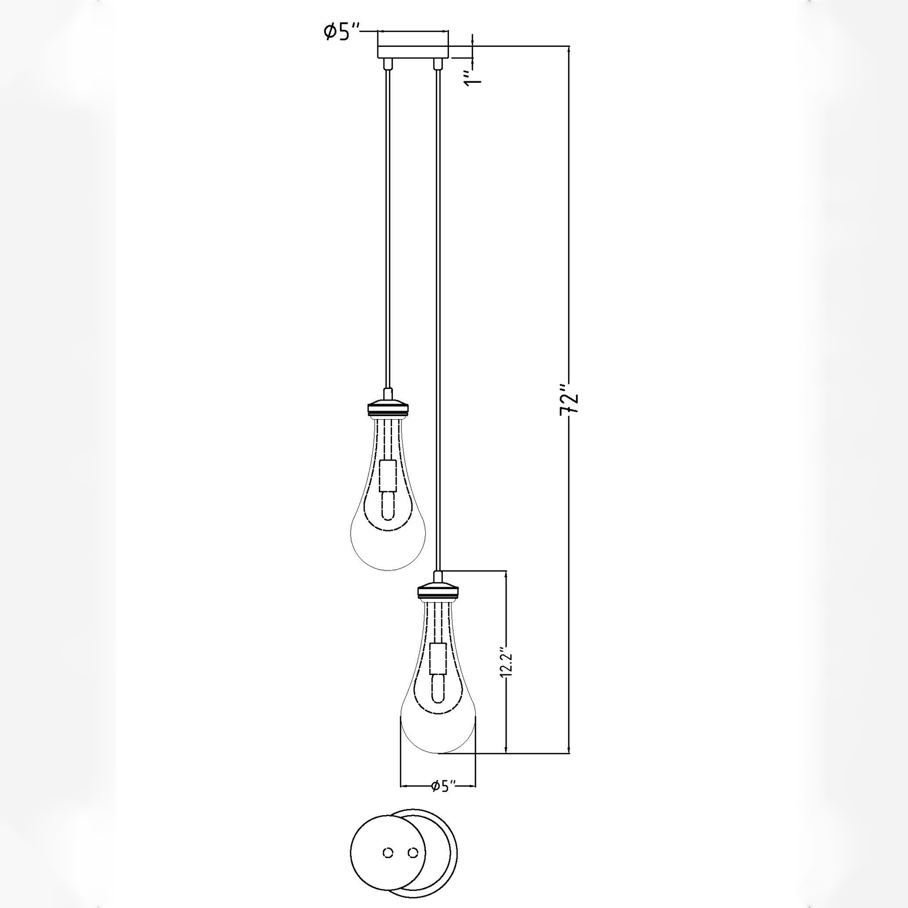 Raindrop Round Chandelier 2 LIGHTS D 5"