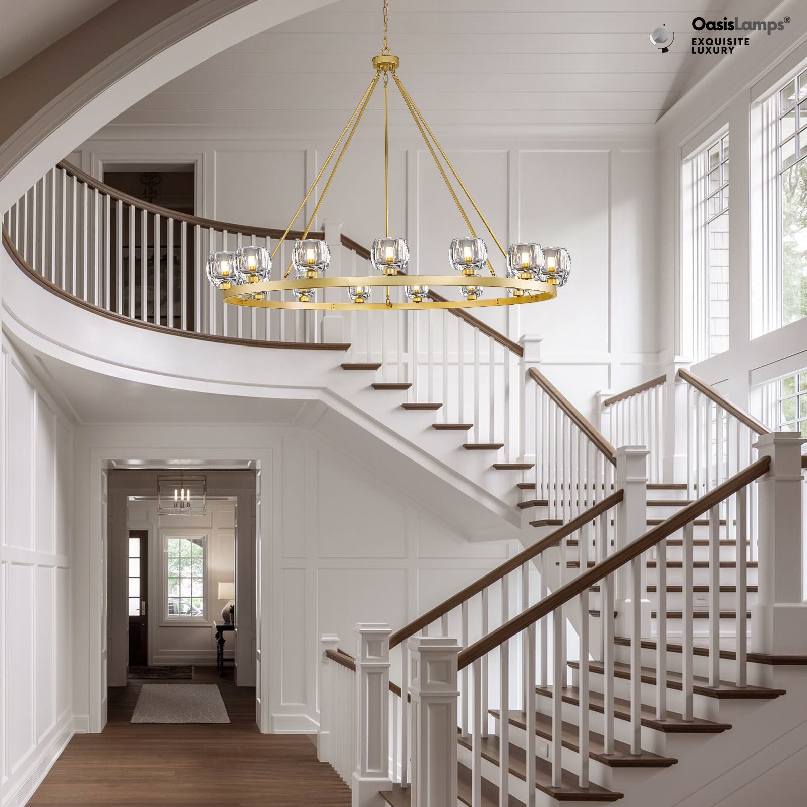 Vellum Round Chandelier 24" 36" 48" 59"D#size_59"-round,color_brass