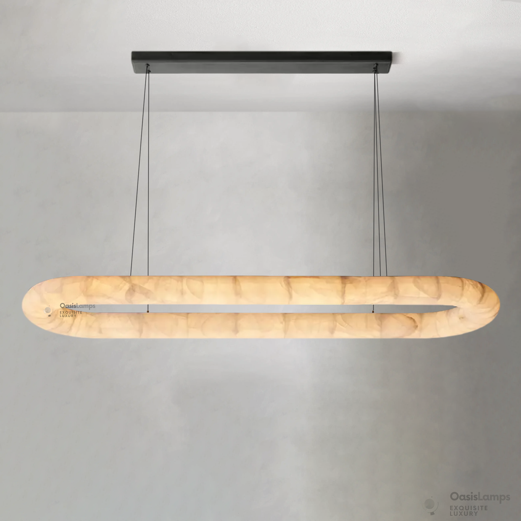 Alabaster Lisse Oval Chandelier 57" 74"W