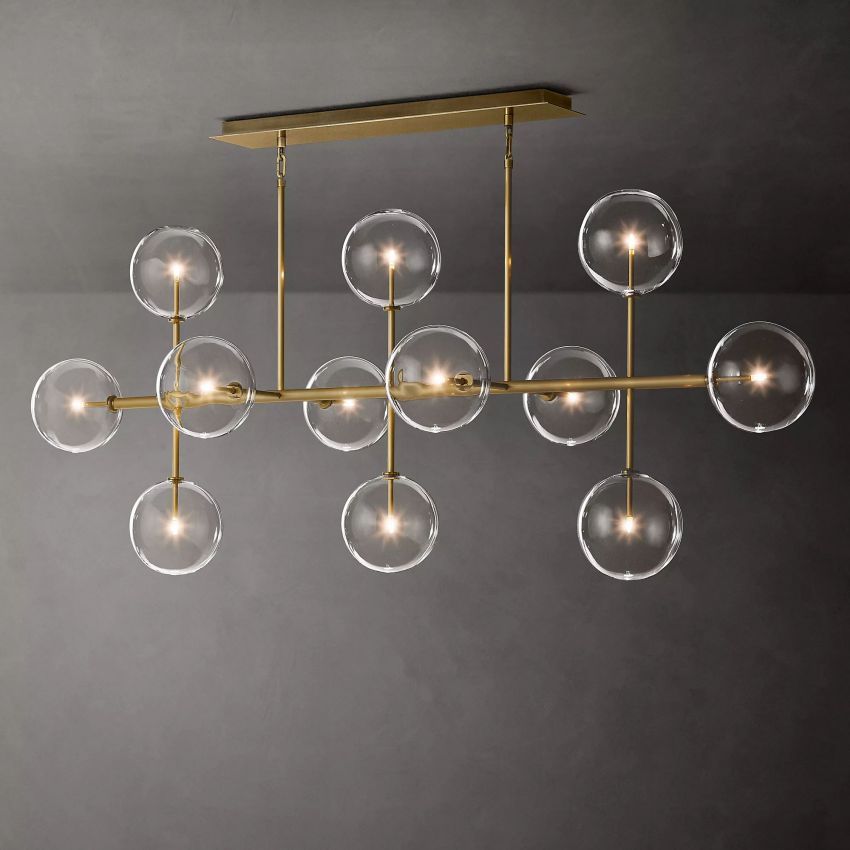 Globe Glass Modern Linear Chandelier 72"W