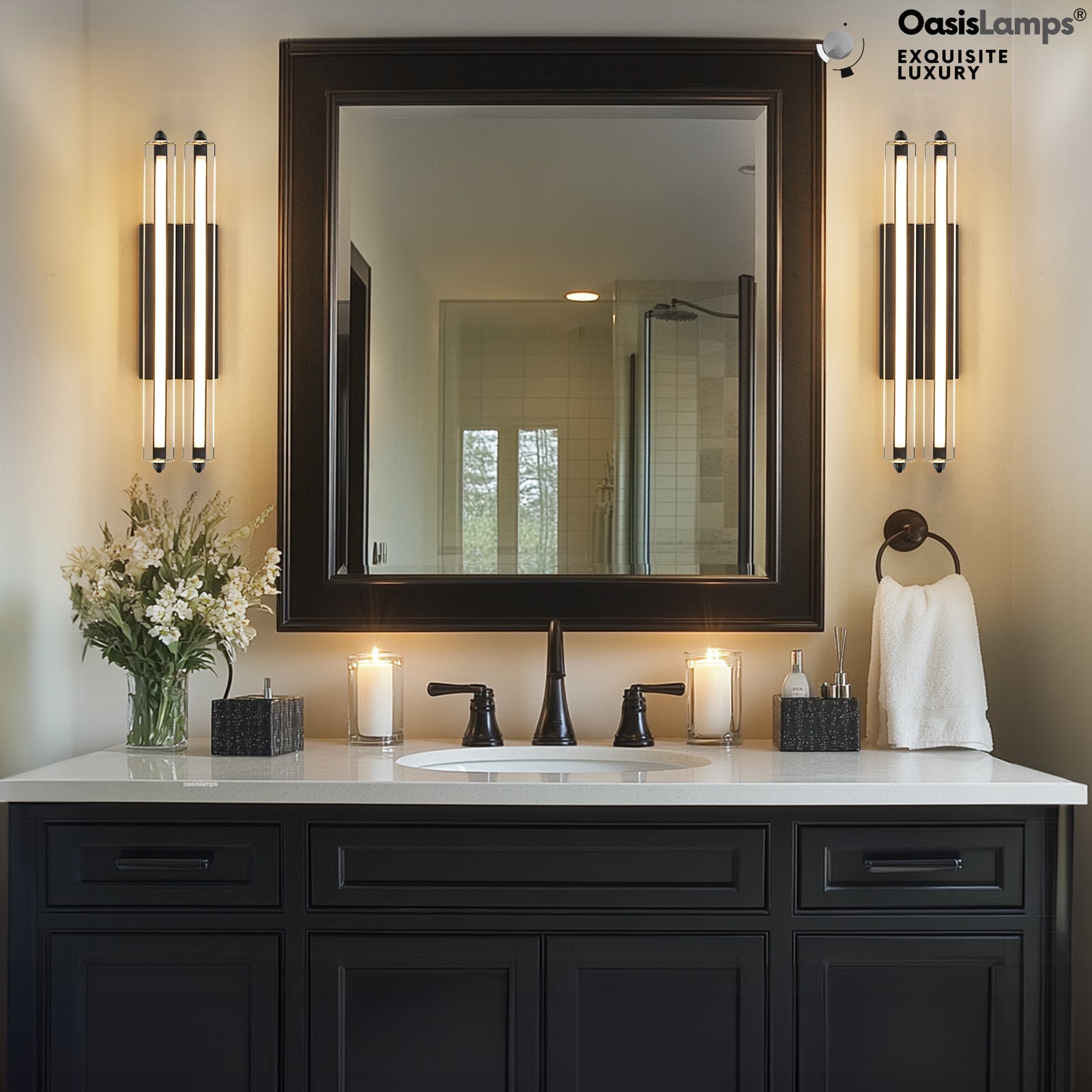 Clara Glow Crystal Wall Sconce 19"#color_black,style_double crystal