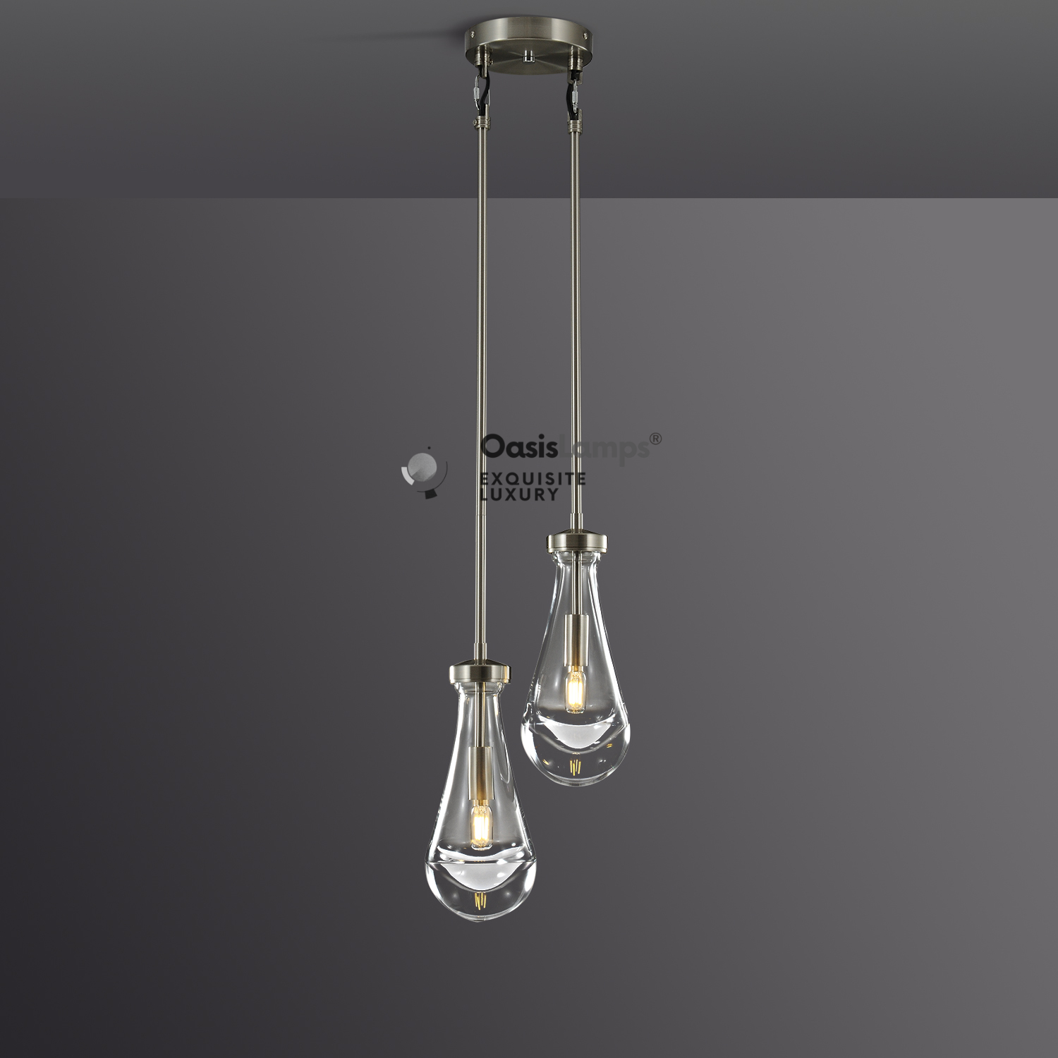 Raindrop Round Chandelier 2 LIGHTS D 5"