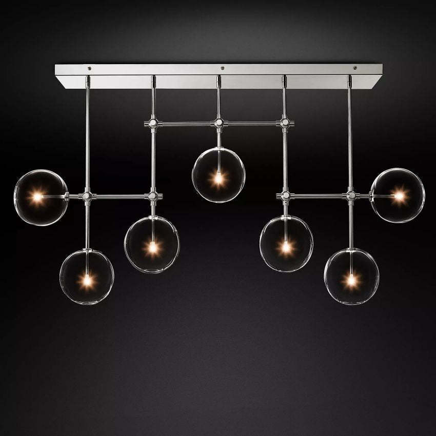 Globe Glass Modern Linear Chandelier  59"W