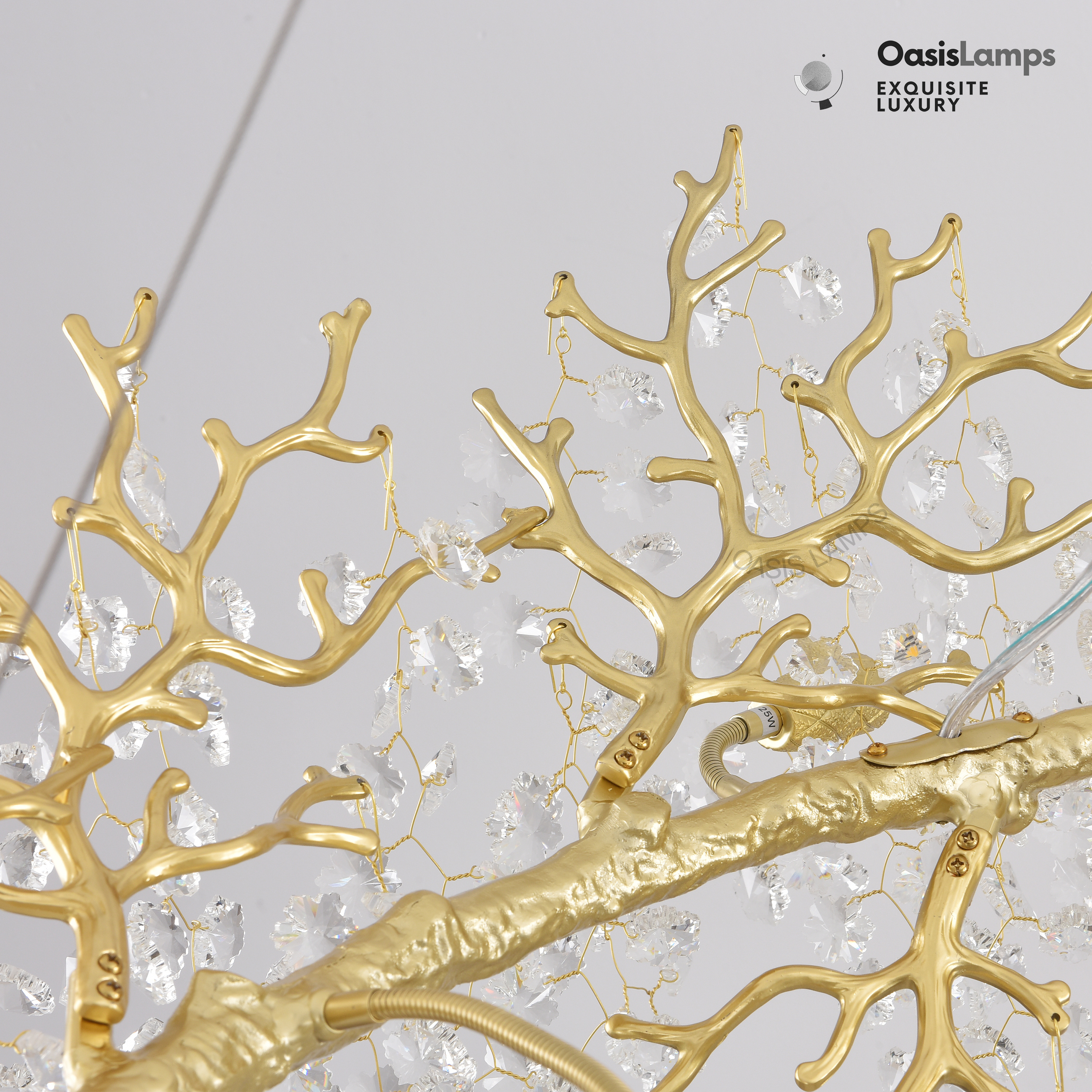 Lustre Branches Crystal Rectangular Chandelier 55"L#Color_Brass