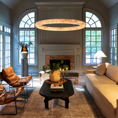 Alabaster Lisse Round Chandelier 31" 41" 61"D