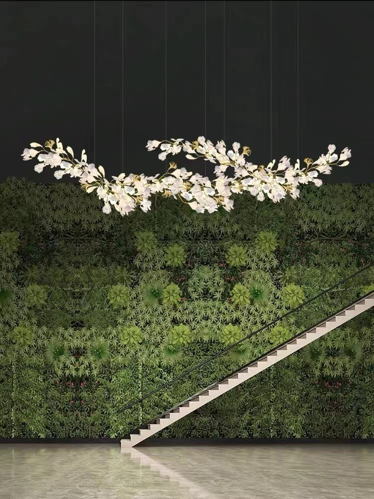 Twilight Branches Ceramic Petal Chandelier Gold Length 31" 39" 59" 78"