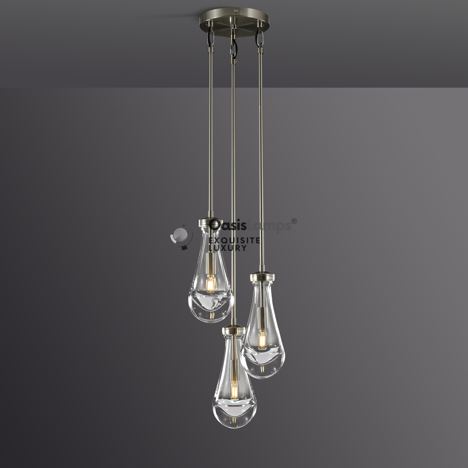 Raindrop Round Chandelier 3 LIGHTS D 8"