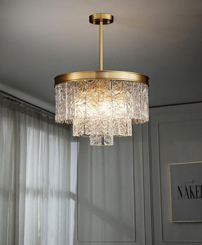 Flake Four-layer crystal brass chandelier D 27" 32"