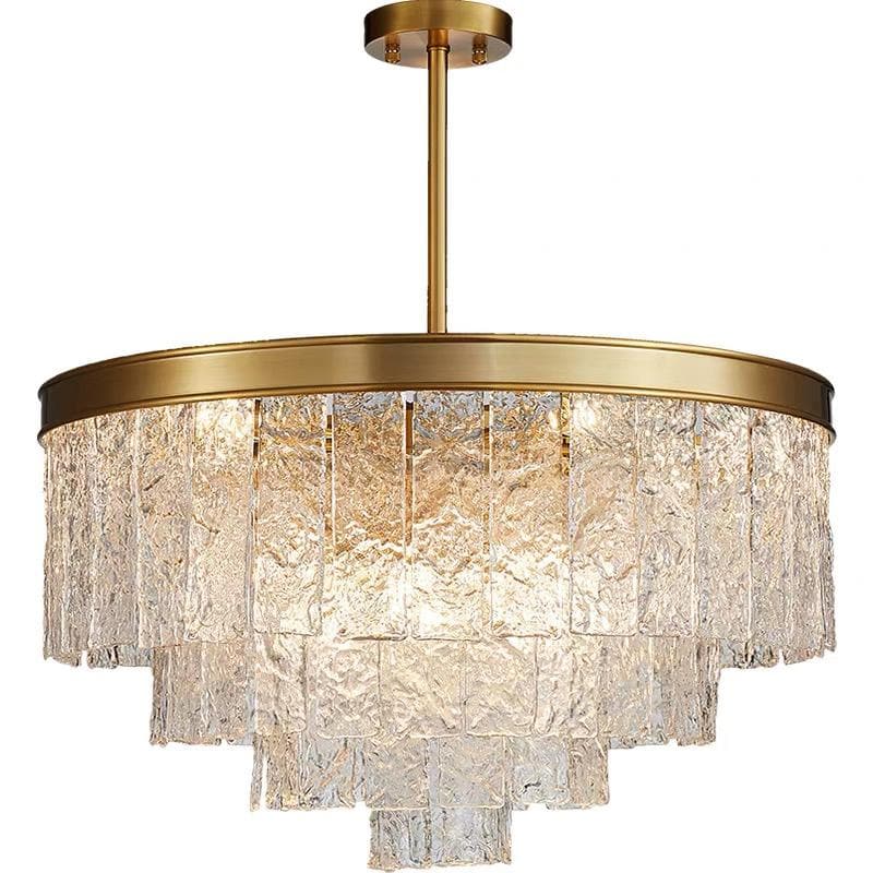 Flake Four-layer crystal brass chandelier D 27" 32"