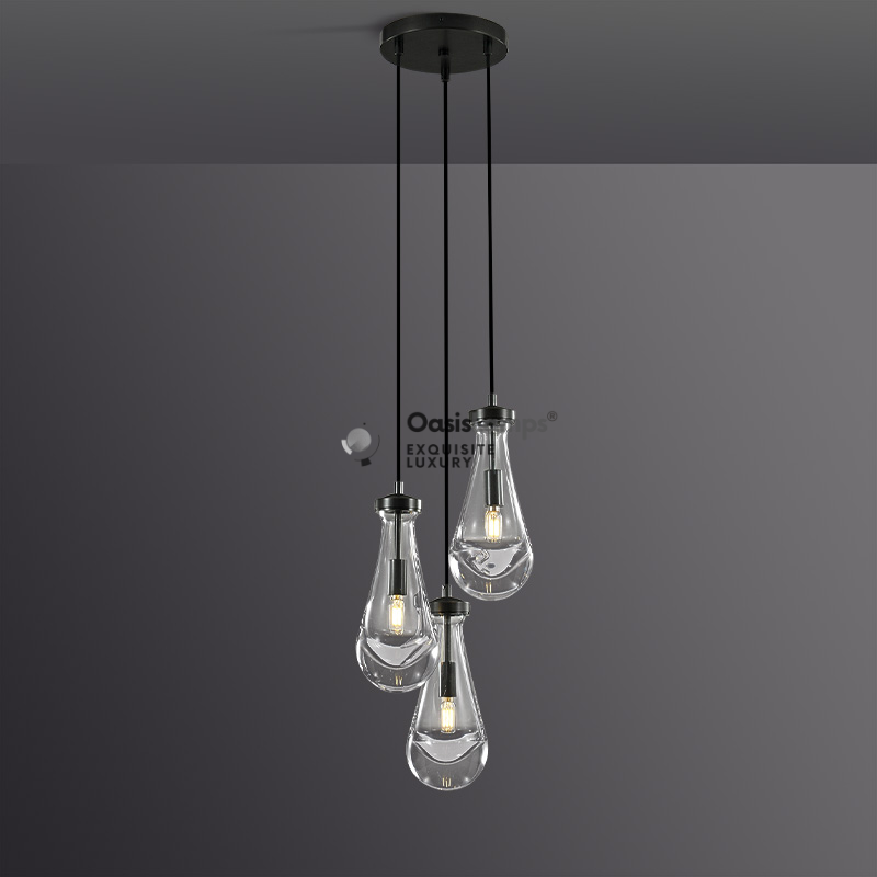 Raindrop Round Chandelier 3 LIGHTS D 8"