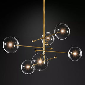 Globe Glass Modern Six-Arm Chandelier 55"W