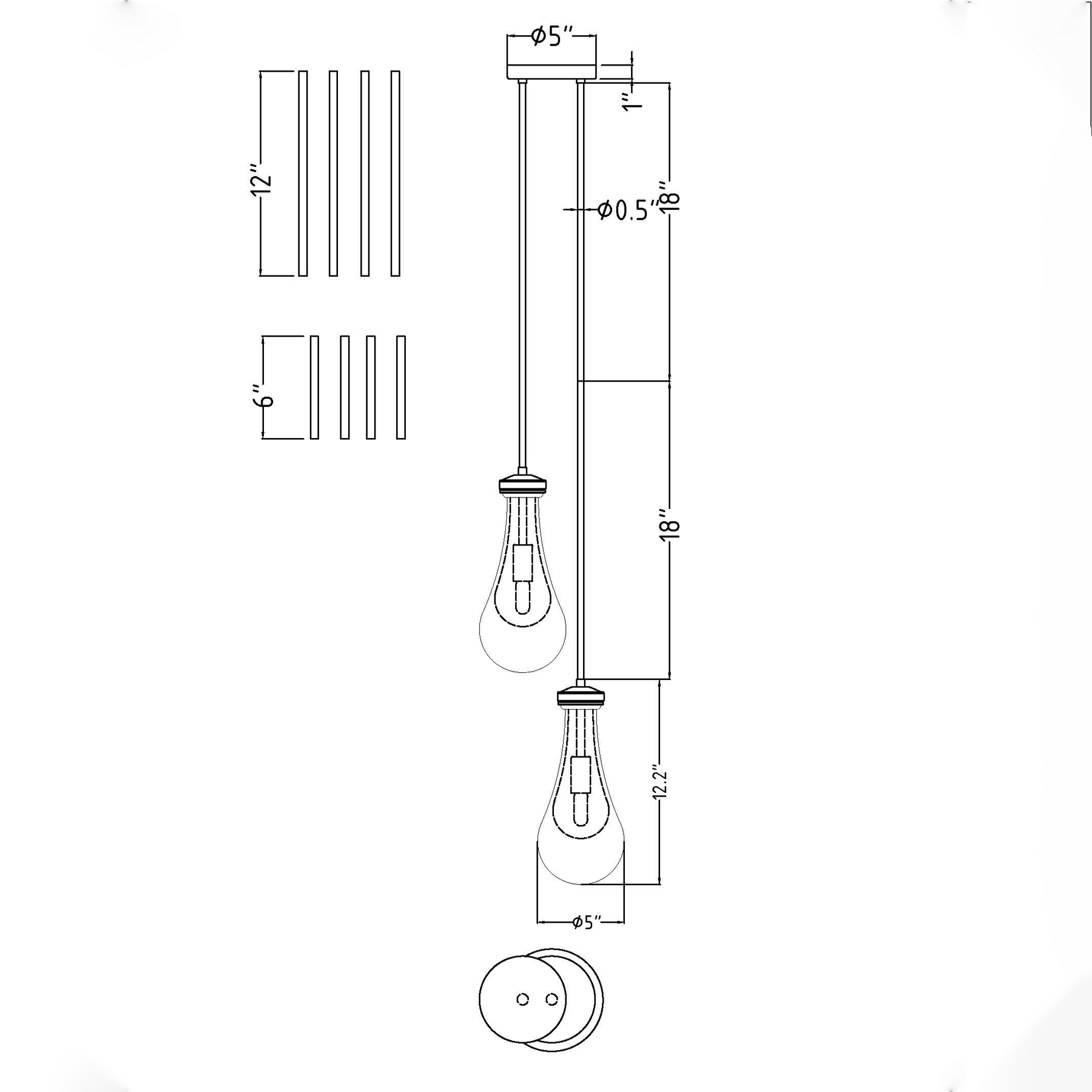 Raindrop Round Chandelier 2 LIGHTS D 5"