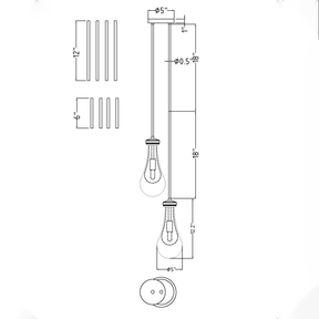 Raindrop Round Chandelier 2 LIGHTS D 5"