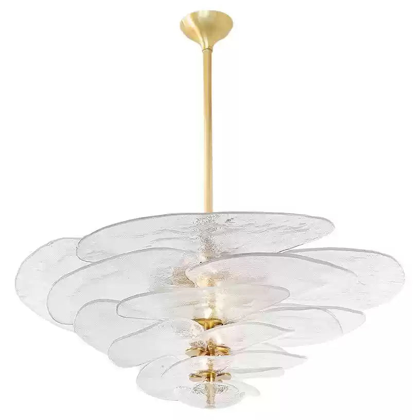 Textured Glass Leaf Amber/Clear/Pink Chandelier 21" 26" 32" 35"