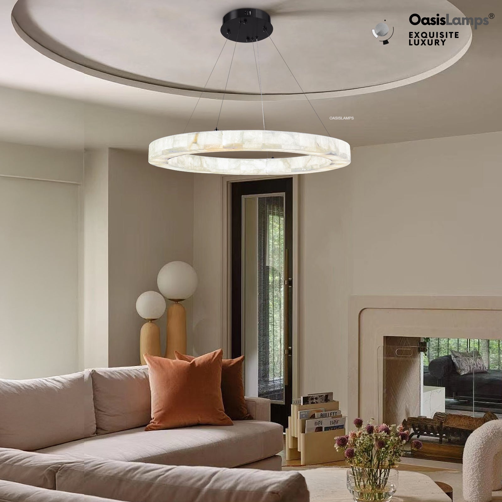 Soluna Alabaster Halo Chandelier 30"DSoluna Alabaster Halo Chandelier 30"D#size_30"-round,color_white