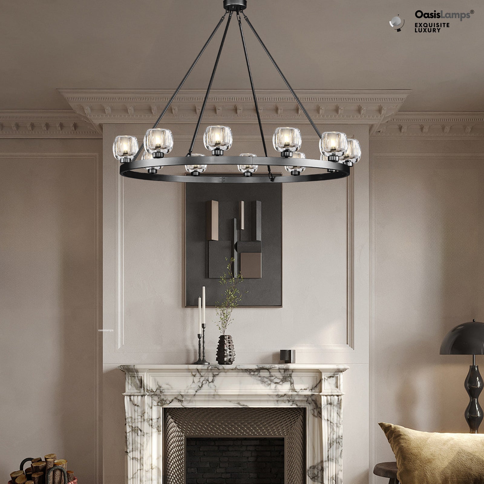 Vellum Round Chandelier 24" 36" 48" 59"D#size_48"-round,color_black