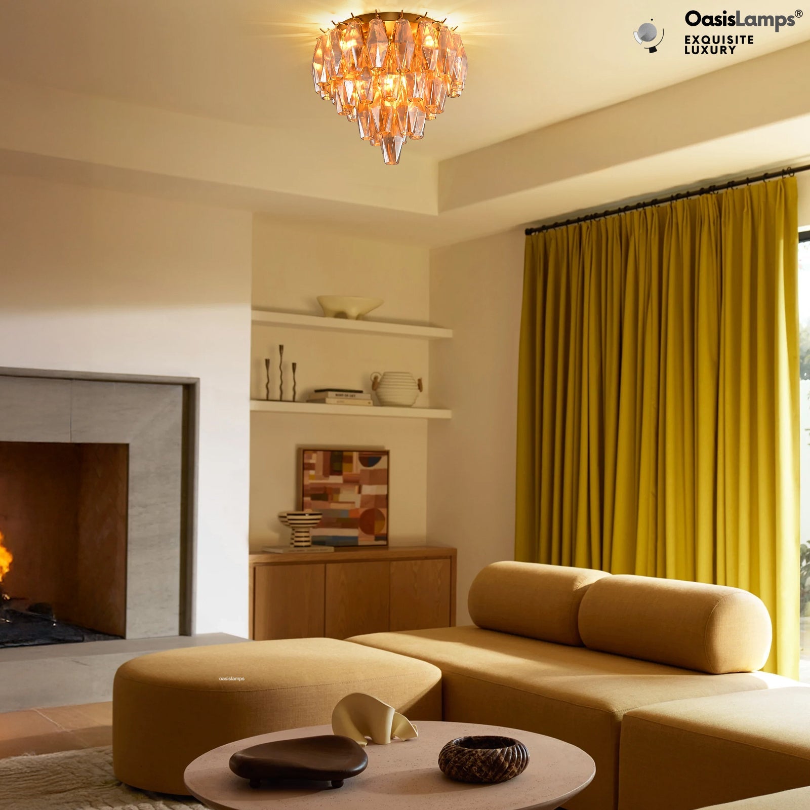 Celestial Drop Flush Mount 12.6"D#color_brass