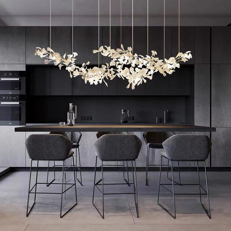 Twilight Branches Ceramic Petal Chandelier Gold Length 31" 39" 59" 78"#size_W78" - (59"+47") - Combined chandelier - Customization