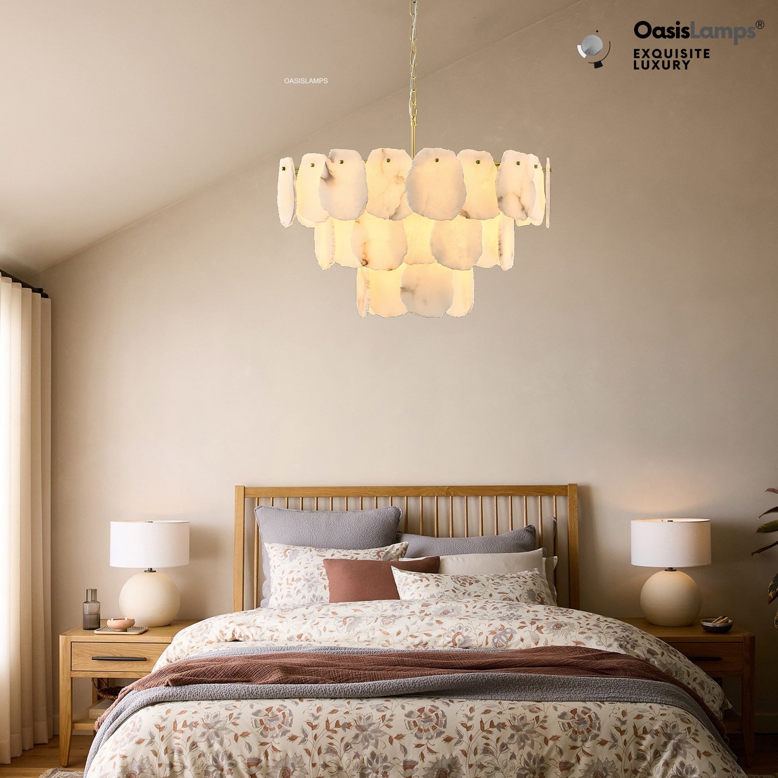 Moira Alabaster Multi-Tier Round Chandelier 32"D#Color_Brass