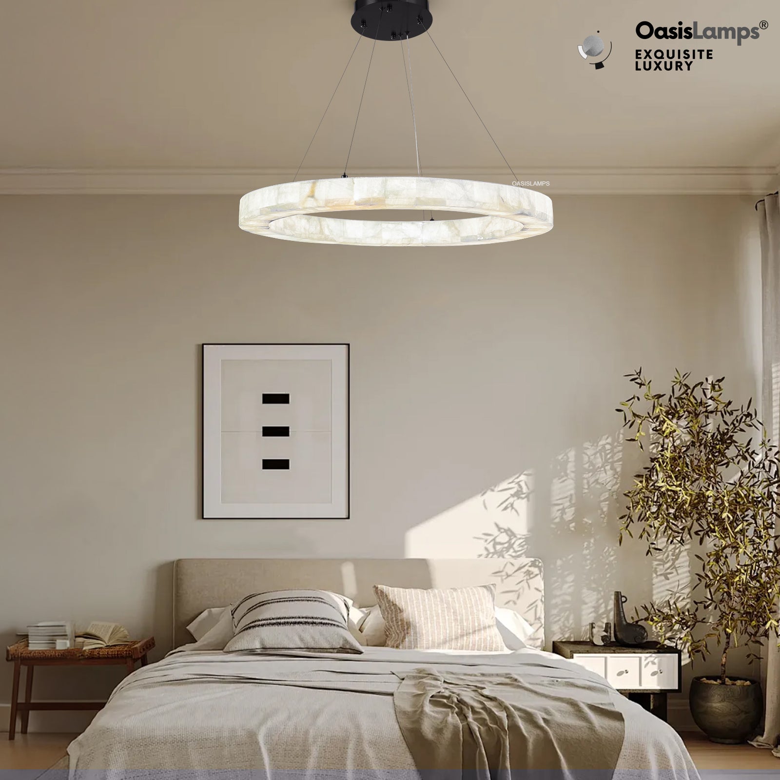 Soluna Alabaster Halo Chandelier 30"DSoluna Alabaster Halo Chandelier 30"D#color_white