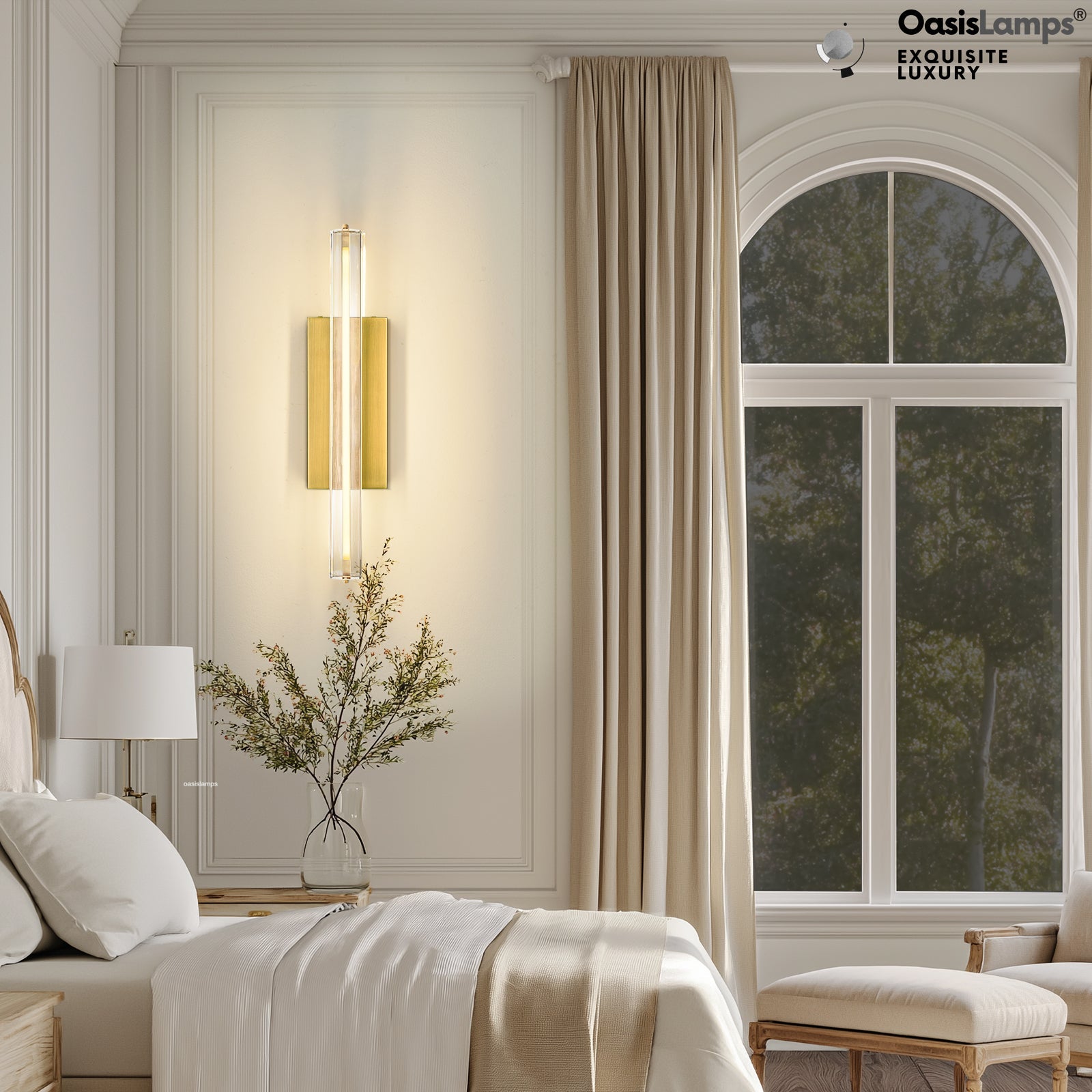 Clara Glow Crystal Wall Sconce 19"#color_brass,style_single crystal