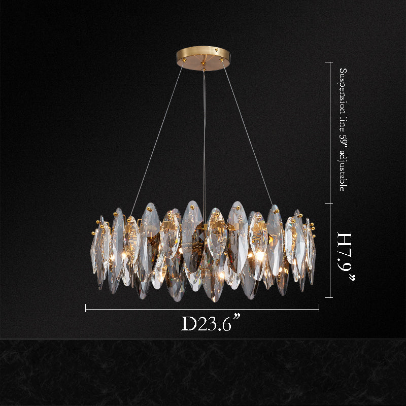 Multi-sided hand-cut crystal chandelier