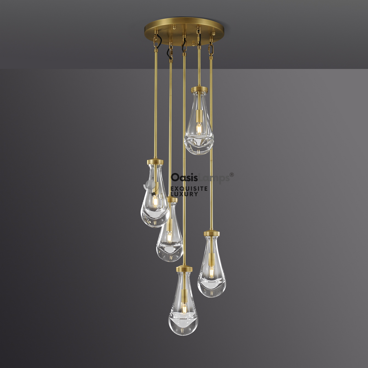 Raindrop Round Chandelier 5 LIGHTS D 14"