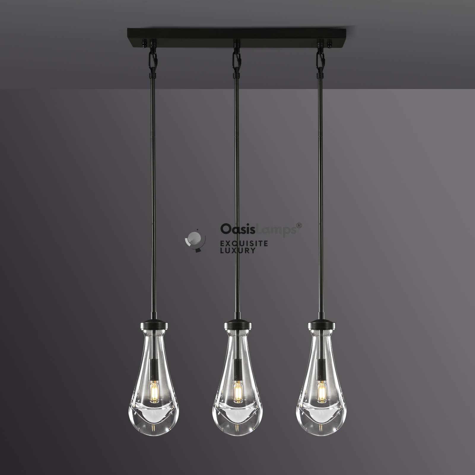 Raindrop Linear Chandelier 3 LIGHTS L 22"