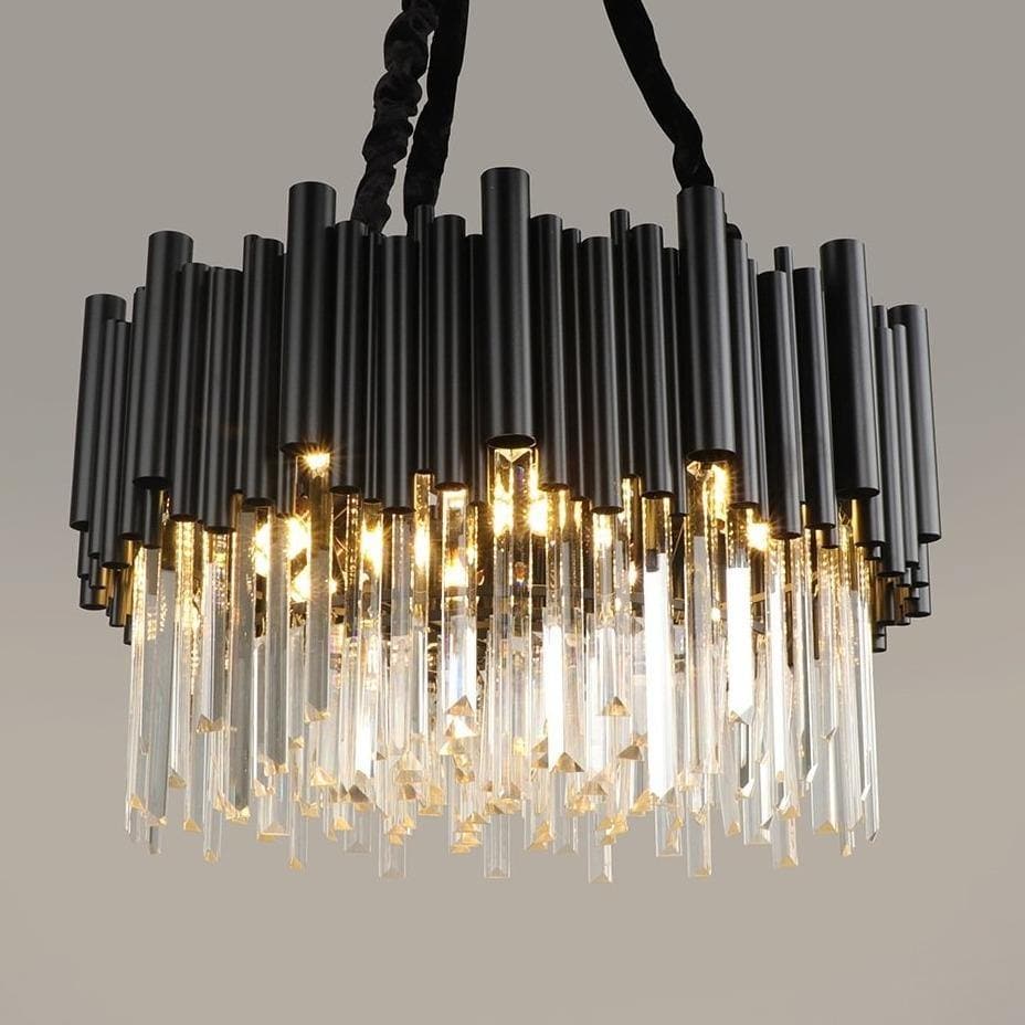 Natasha Modern Classic Black Round Crystal Chandelier 24"/ 32"