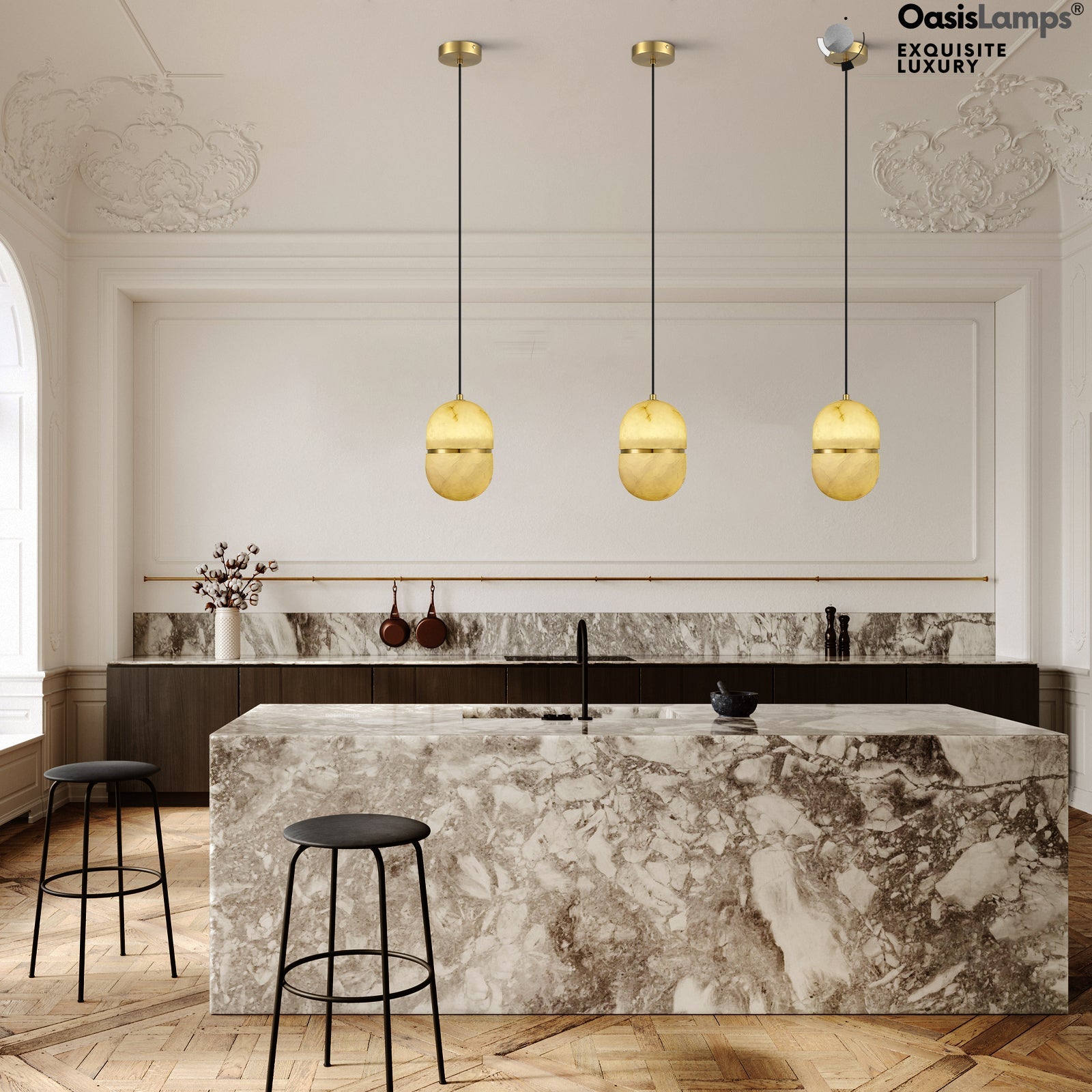 Hecate Alabaster Modern Pendant 5.5''D