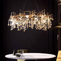 Teardrop Branch Brass Crystal Chandelier 31" 39"