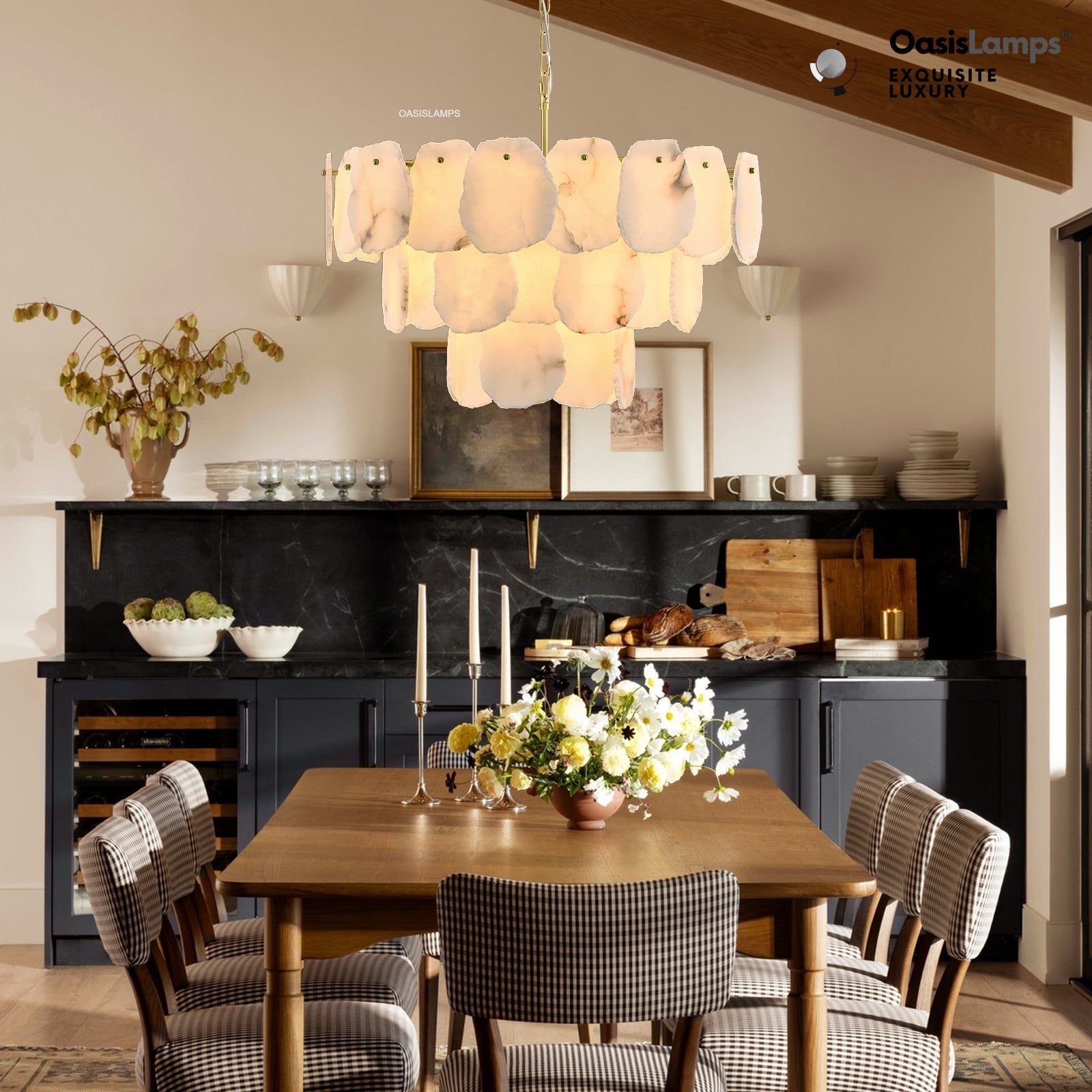 Moira Alabaster Multi-Tier Round Chandelier 32"D#Color_Brass