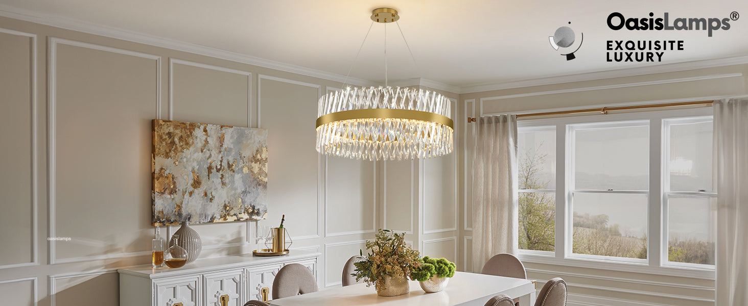 Vetro Prism Crystal Round Chandelier 23.6" 31.5" 40"D#Color_Brass,size_31.5"D