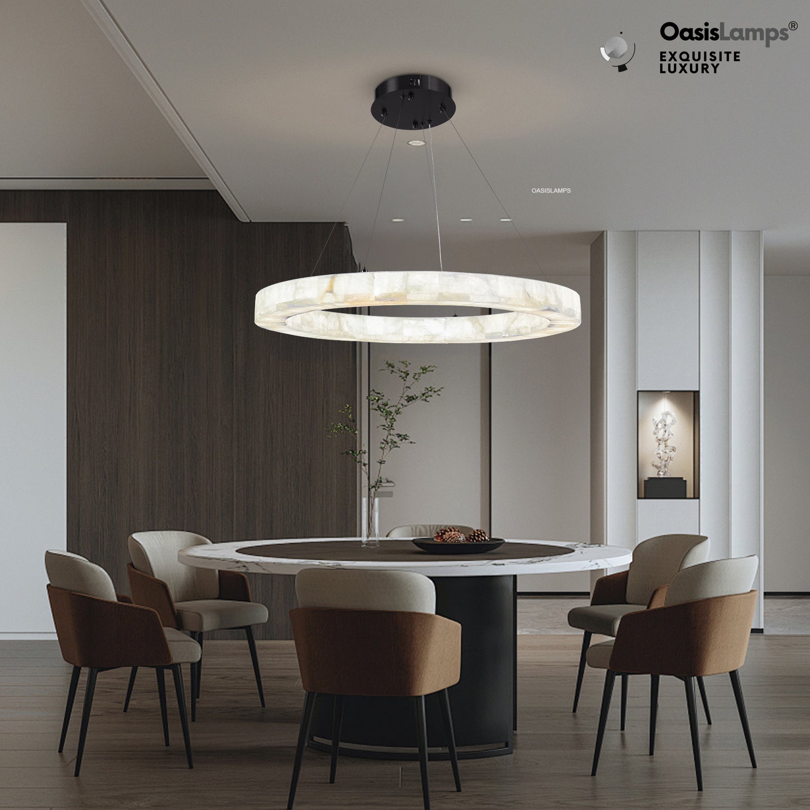 Soluna Alabaster Halo Chandelier 30"DSoluna Alabaster Halo Chandelier 30"D#color_white