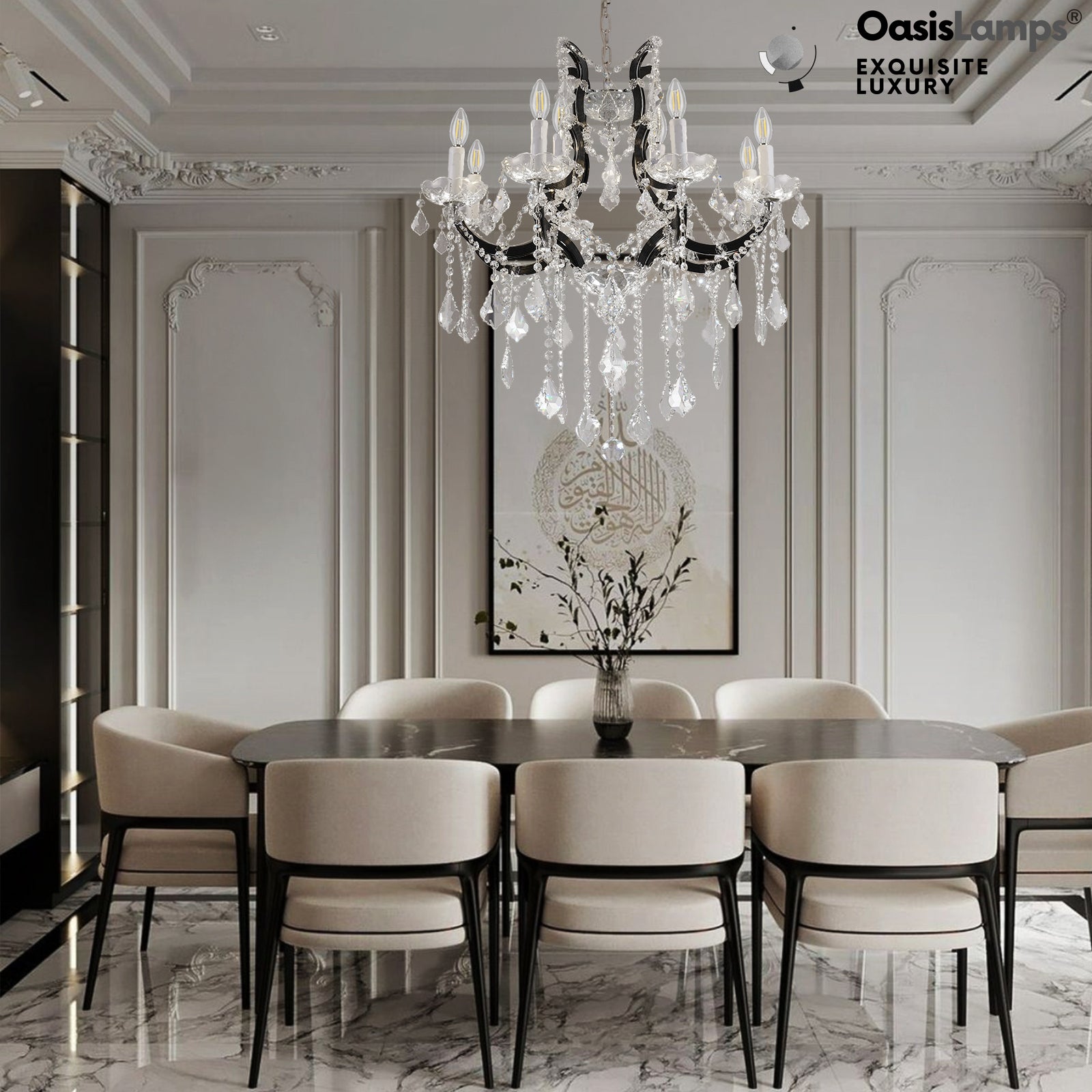 Crystal Candle Classical Chandelier 18" 40" 48"D#Size_18"