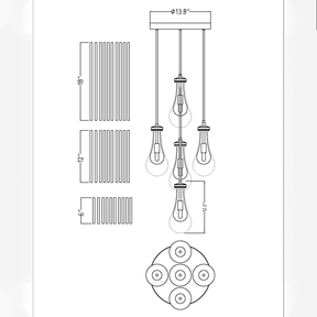 Raindrop Round Chandelier 5 LIGHTS D 14"