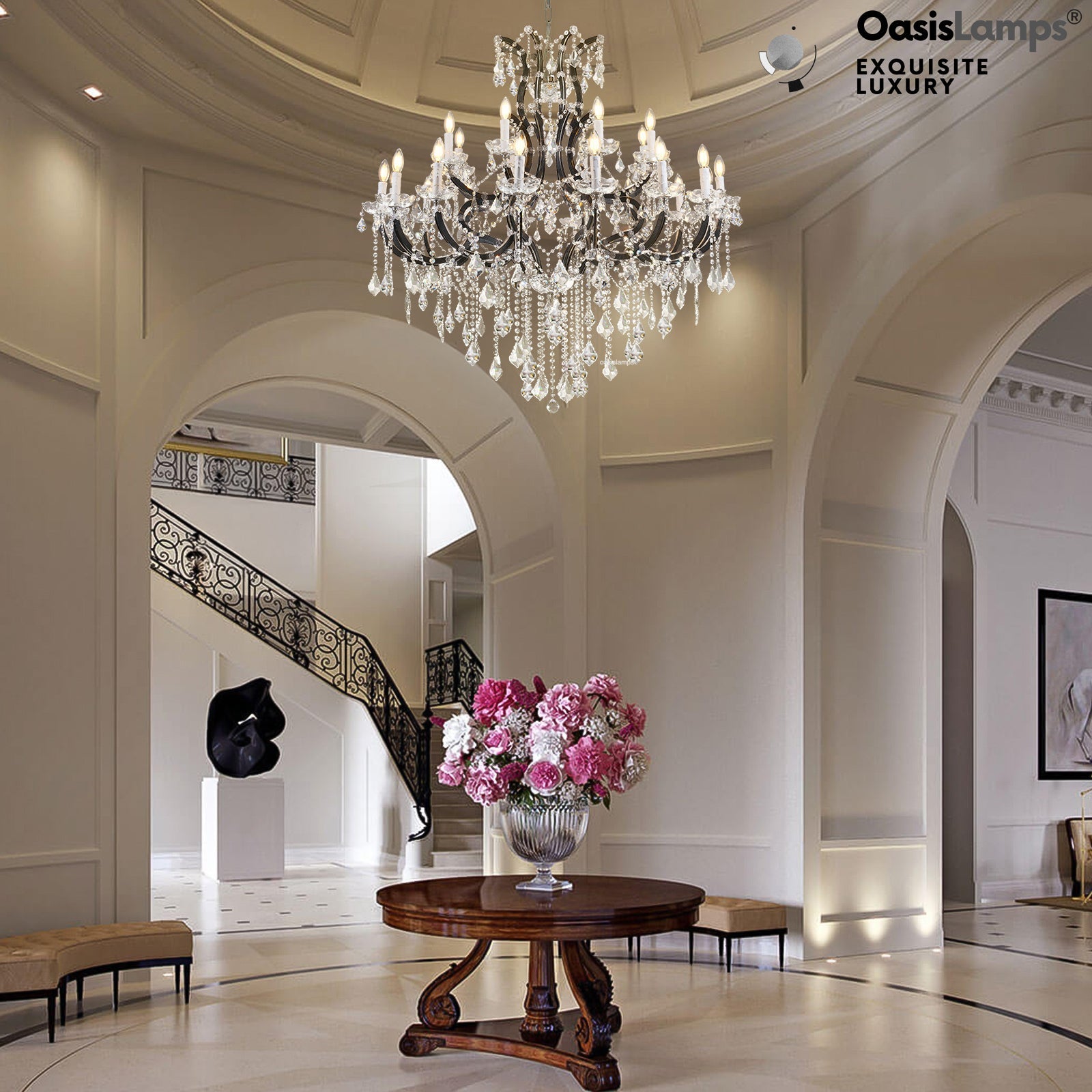 Crystal Candle Classical Chandelier 18" 40" 48"D#Size_48"