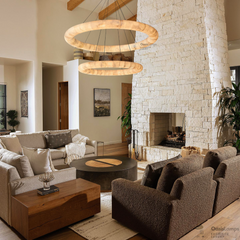 Alabaster Lisse 2 Tier Round Chandelier 61"D