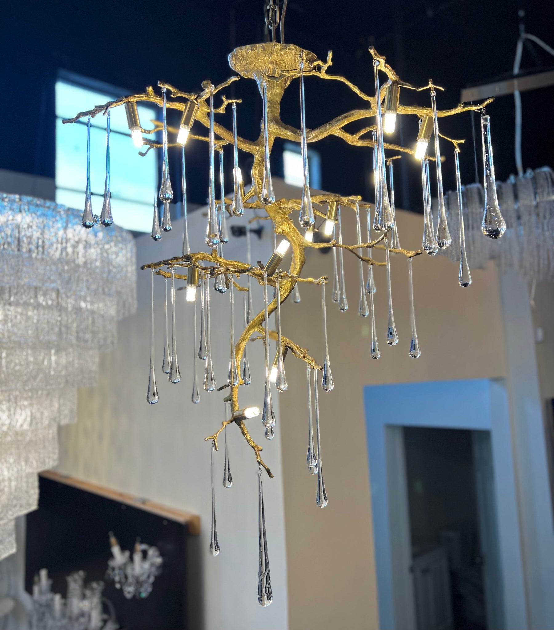 Ivy Branch Glass Chandelier