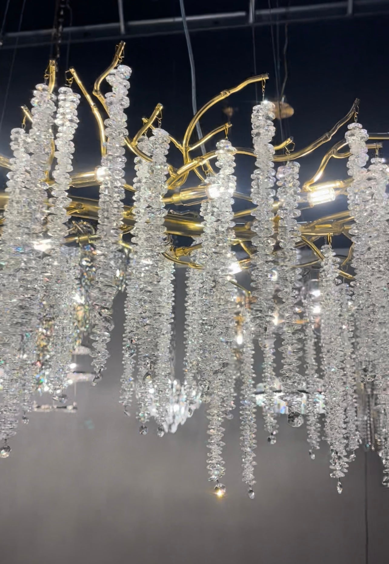 Kathryn Crystal Rainfall Linear Branch Chandelier