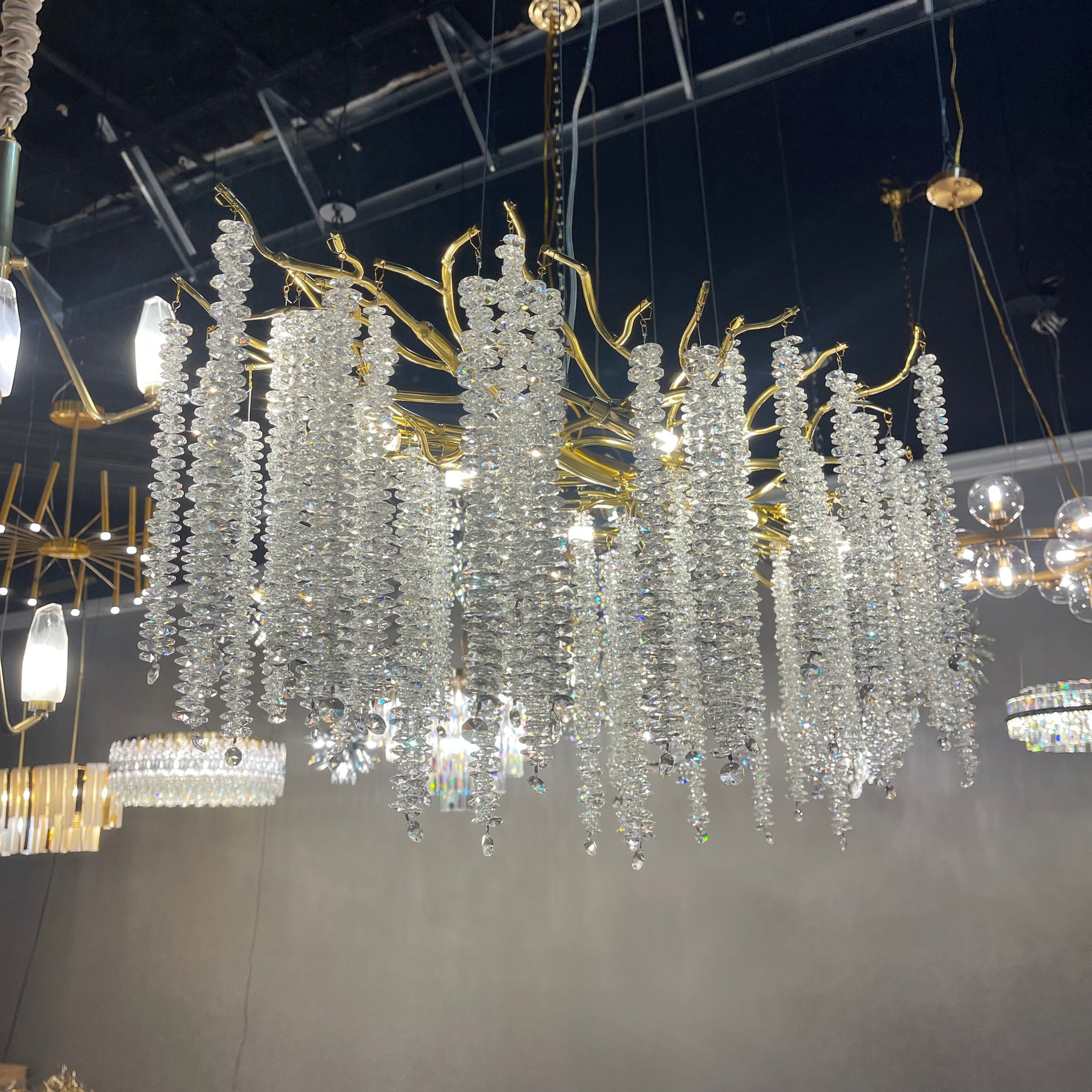 Kathryn Crystal Rainfall Linear Branch Chandelier